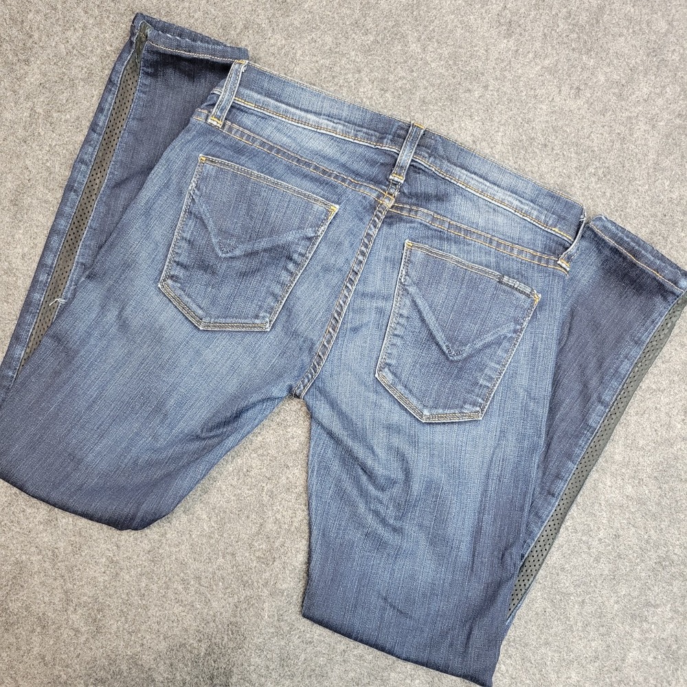 Hudson Jeans Womens 25‎ Blue Ava Super Skinny Crop USA Made Lambskin Trim Slim